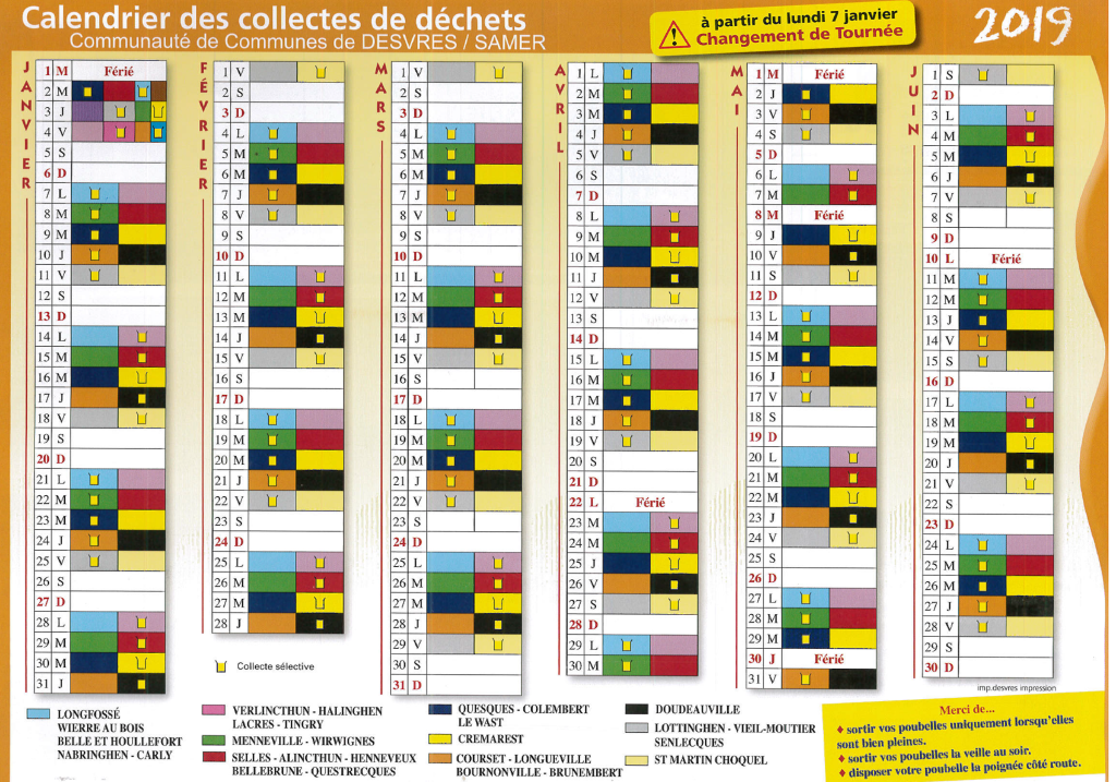 calendrier collecte déchets