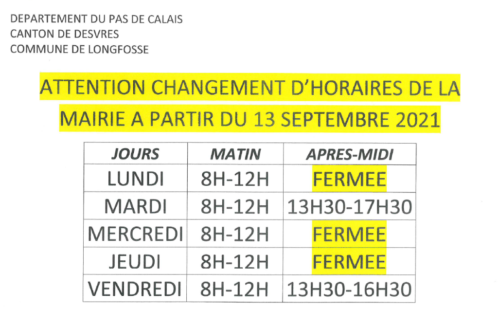 horaires